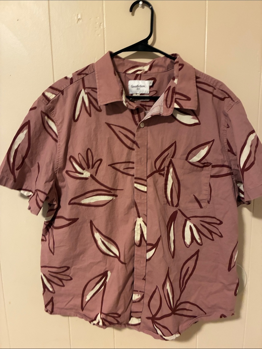 Goodfellow & Co Dusty Mauve Floral Short-Sleeve Button-Down Shirt